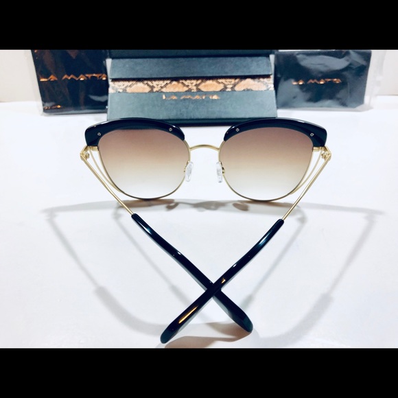 La Matta Sunglasses Black w/Gold Metal; Brown Lens - Picture 2 of 8